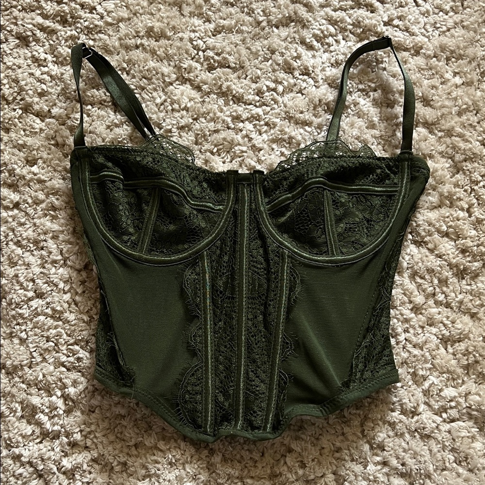 Elegant Lace Corset Top - Green